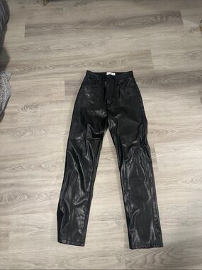 Abercrombie & Fitch Black Faux Leather Straight-Leg Jeans